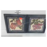 2 Wall decor prints, faux mosaic style vegetable