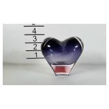 Purple Heart Shaped glass paperweight made in