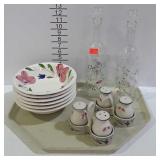 Salad set - six 8" bowls, oil & vinegar bottles, &