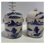2 Asian theme covered stoneware canning style
