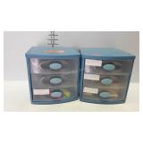 2 Sterilite 3-drawer organizers with some office