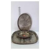 Silver plate -20 x 17" serving tray, 18 x 13" oval