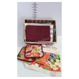 Basket of linens - tea towels, tablecloth with
