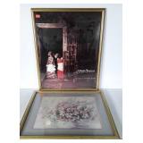 Two Framed Wall Prints. One Floral, and William