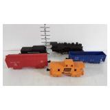 Model Train - engine, tender, 2 cars, and caboose