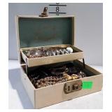 Jewelry box with costume jewelry- necklaces,