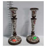 Home decor brass based porcelain candlestick