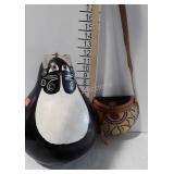 Decor art - carved gourd & leather purse with