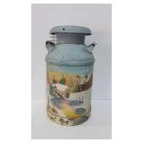 Painted 10 gallon milk can, marked White Mountain