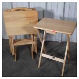 Set of maple TV trays with stand some finish use