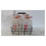 Wire dairy bottle rack with 4 half gallon Frey