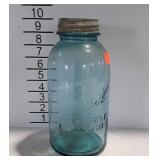 1 Half gallon blue glass Ball Perfect Mason