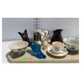 Misc - Delft 5" bowl, blue glass slipper, Norman