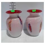 2 Cased art glass vases