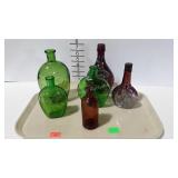 6 Colored glass bottles - Wheaton, Clevenger Glass