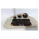 Asian theme nested lacquer trinket boxes, & abacus