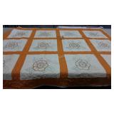 Embroidered quilt, handstitched, good condition,