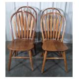 Four oak Arrow Back Dining Chairs. 2 used more