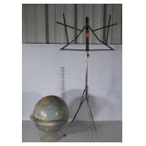 World Globe, and Sheet music stand, both used