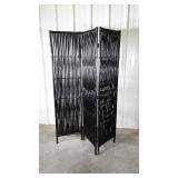Bamboo 3 Panel Divider Screen black painted color