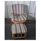 Rattan Swivel rocker Chair with Footstool ,