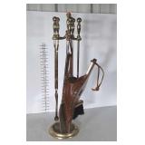 Fireplace tool set with Bellows, brass finish