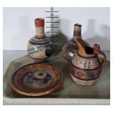 Mexican Housewares Pottery one vase has chip on