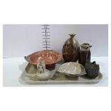 Pottery & stoneware bowls, and vases