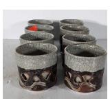 Set of 8 Pottery Mugs, double Made type pottery