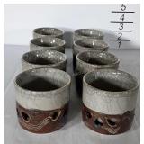 Set of 8 Pottery Mugs, double Made type pottery