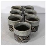 Set of 7 Pottery Mugs, double Made type pottery