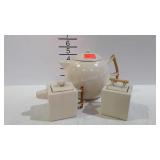 Asian theme teapot with matching creamer & sugar