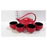 Ceramic teapot with 4 matching cups