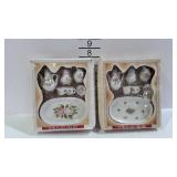 2 Porcelain mini tea sets with rose designs and