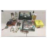 Vanity lot with makeup, nail polish, men