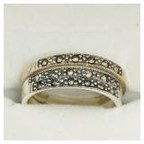 Silver Marcasite Set Of 3 Rings, size 7.75