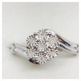 Silver 7 Diamond Ring, size 7.5