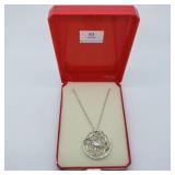 Silver Cubic Zirconia With Chain Pendant