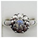 Silver Gemstone Ring, size 8