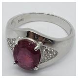 Silver Ruby CZ Men