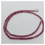 Silver Pink Sapphire(36ct) Necklace (~weight 8g)