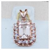 14K Rose Gold Morganite(1ct) Diamond(91-i3, g-h