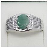Silver Emerald Cubic Zirconia Men