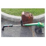 Electric string trimmer and metal fuel can