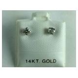 14 carat white gold diamond earrings, made in