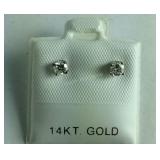 14 carat white gold diamond earrings, made in