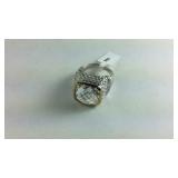 Brass white topaz ring, size 9