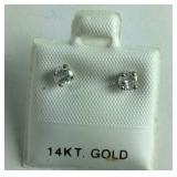 14 carat white gold diamond earrings, made in
