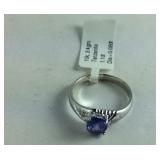 10 karat white gold tanzanite diamond ring, size