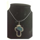 Silver Agate with fashion cord pendant